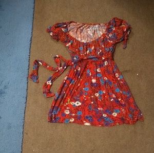 Anthropologie Ric Rac Floral Tie Tunic Dress